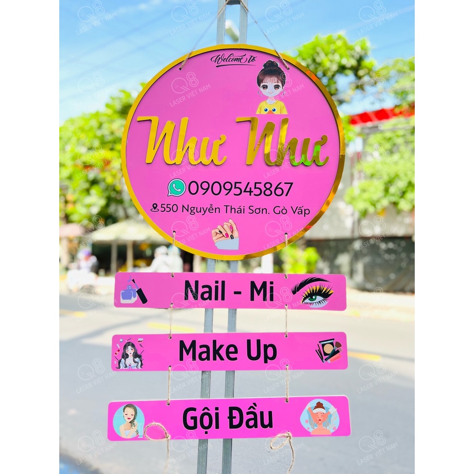 Bảng Gỗ Tên Shop - Bảng Ngôi Nhà - Bảng Hiệu Treo Shop - Menu- FreeShip