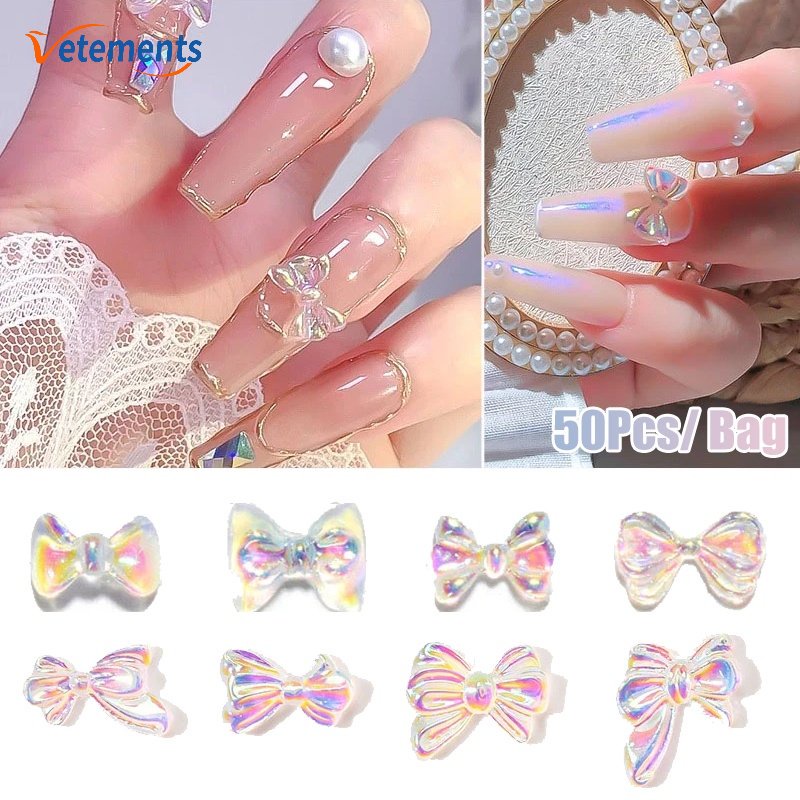 Phụ Kiện Đính Trang Trí Móng Tay Hình Nơ 3D Dễ Thương