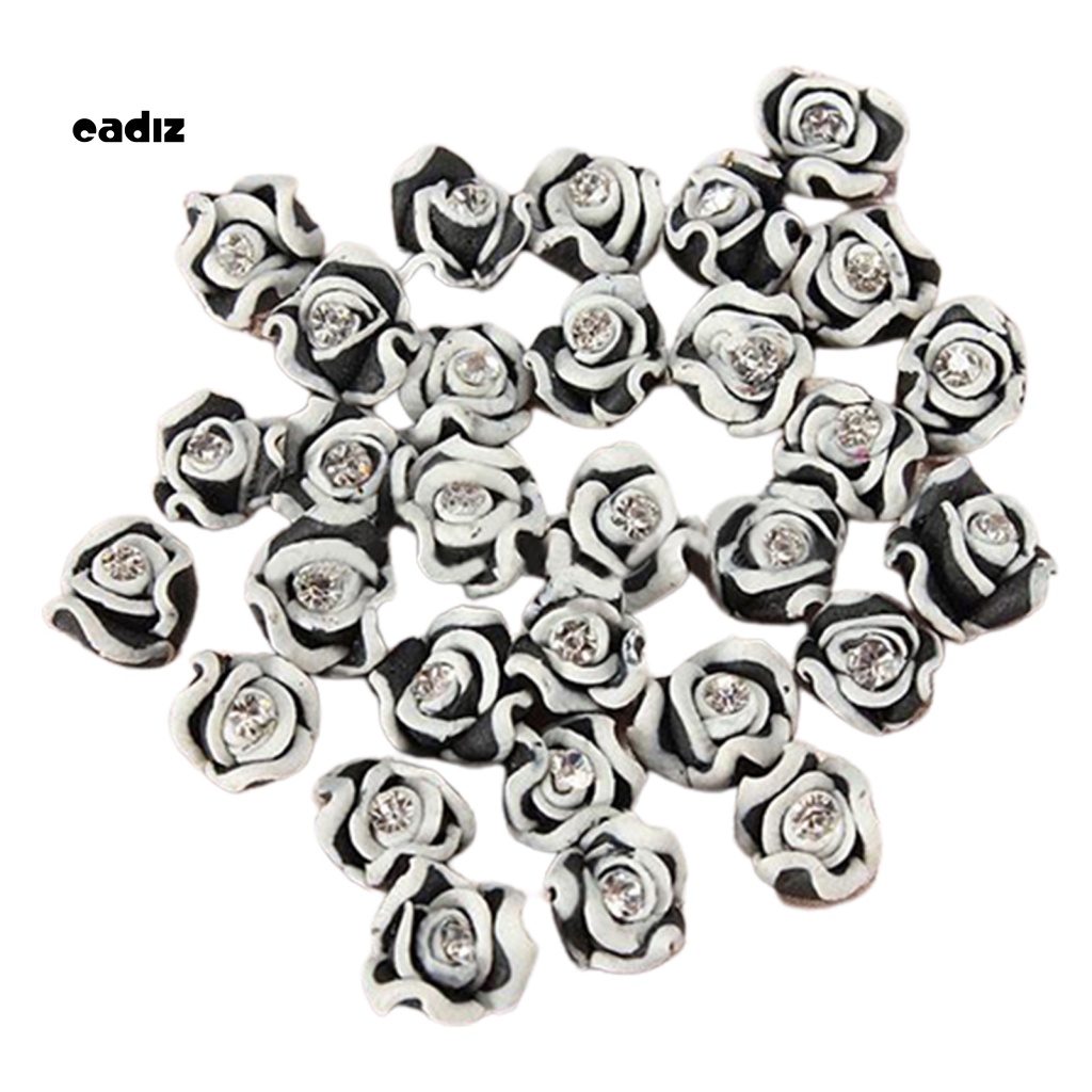 Set 20 Phụ Kiện Trang Trí Móng Nghệ Thuật Hình Hoa Hồng 3D Bằng Gốm Sứ Thời Trang Charms