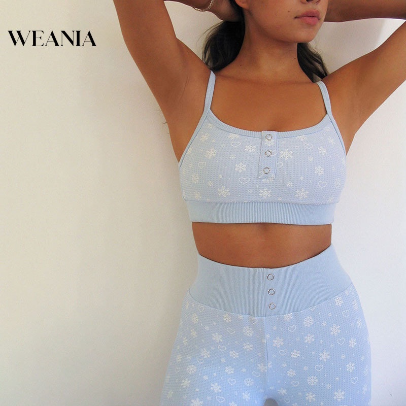 Bộ Áo Croptop 2 Dây + Quần Sooc Lưng Cao In Họa Tiết Hoa Tuyết Xinh Xắn Thời Trang Mùa Hè Cho Nữ