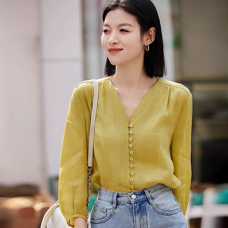 Áo Sơ Mi Đa Năng XYC585620Ag Áo Sơ Mi Tay Phồng Dài Đến Mắt Cá Chân Kết Cấu Tốt Hơn FF