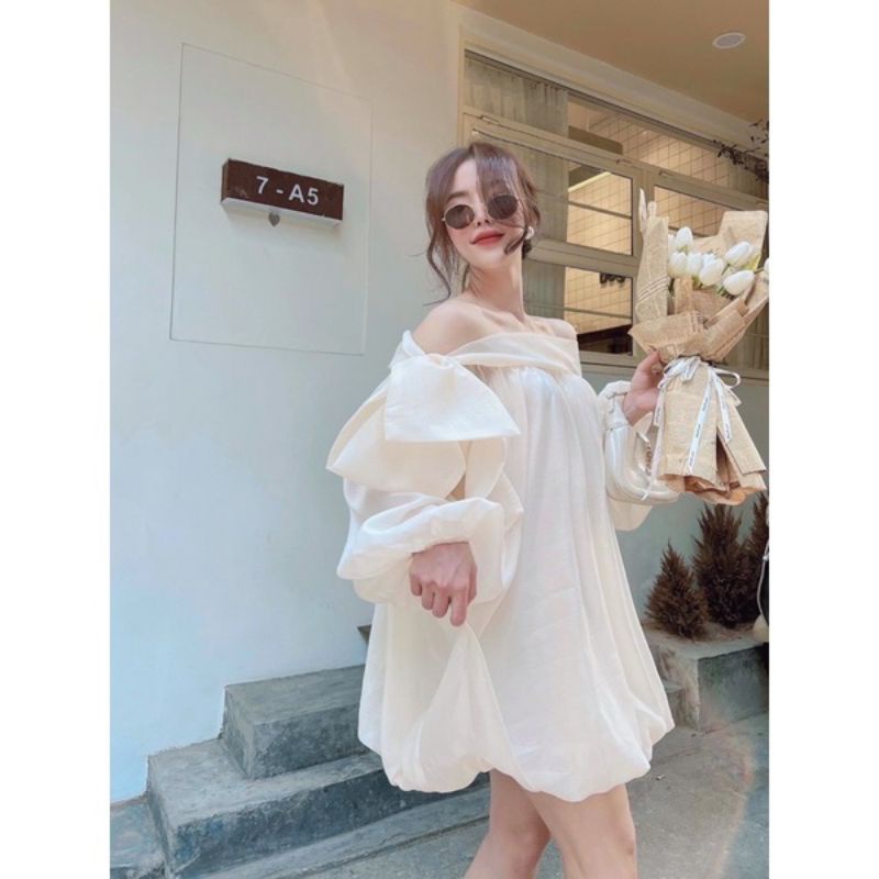 🌸Áo trễ vai tơ nơ vai bánh bèo xinhh cáaa❤️❤️