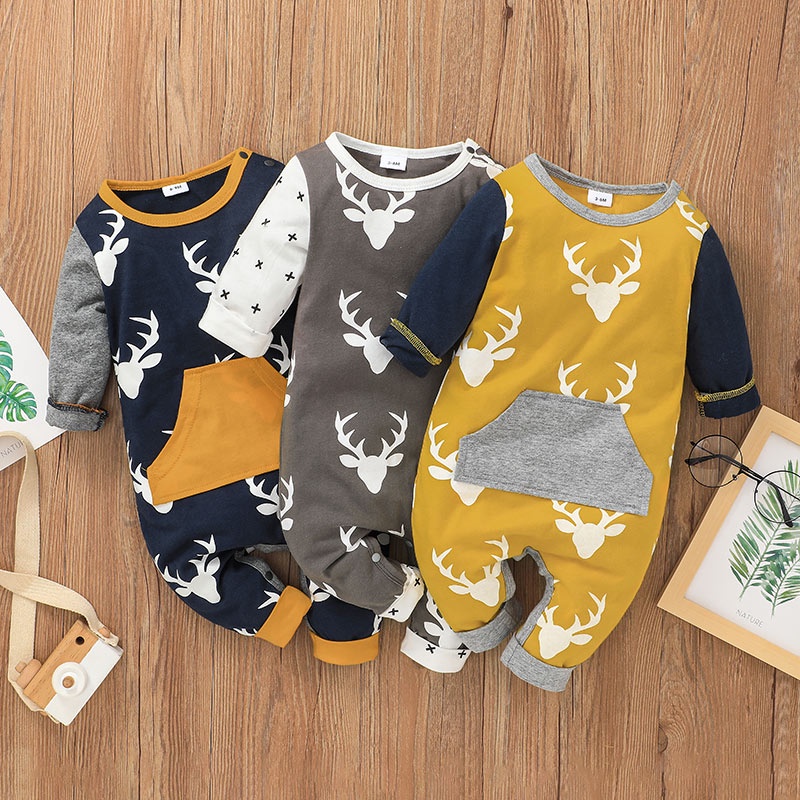 Body bé trai đồ sơ sinh từ 0 đến 18 tháng bodysuit liền thân In Hoạt Hình Dành dài tay quần áo cho bé trẻ em