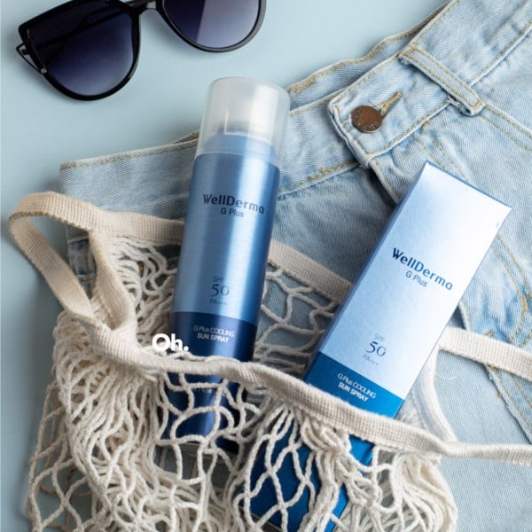Xịt Chống Nắng Chống Trôi, Giảm Nhiệt, Làm Mát Da Wellderma G PLus Cooling Sun Spray 180ml
