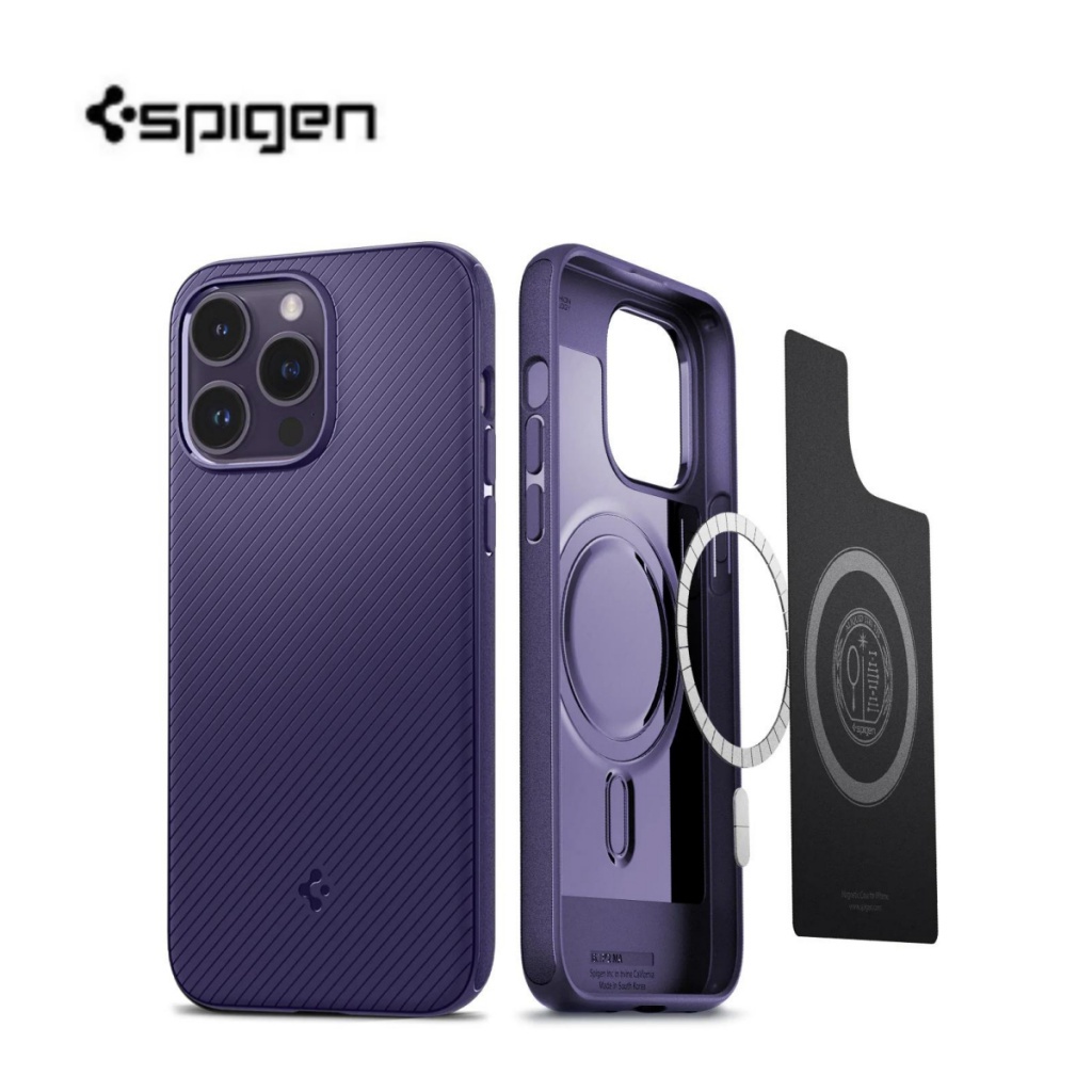 SPIGEN Ốp Điện Thoại Dạng Giáp Hít Nam Châm Màu Tím Đậm 2022 Cho iPhone 14 Pro Max 14 Plus