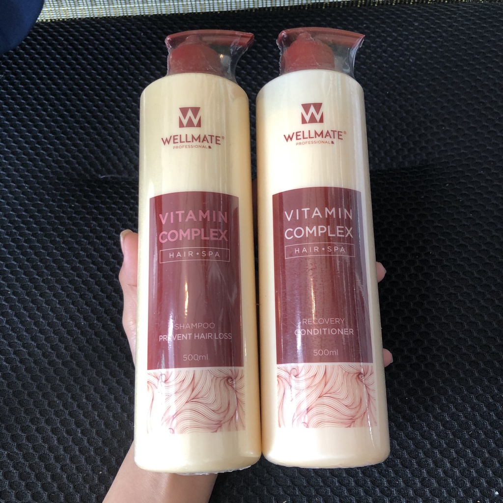 Combo dầu gội xả chống rụng, phục hồi WELLMATE 500ml x2 New 2022
