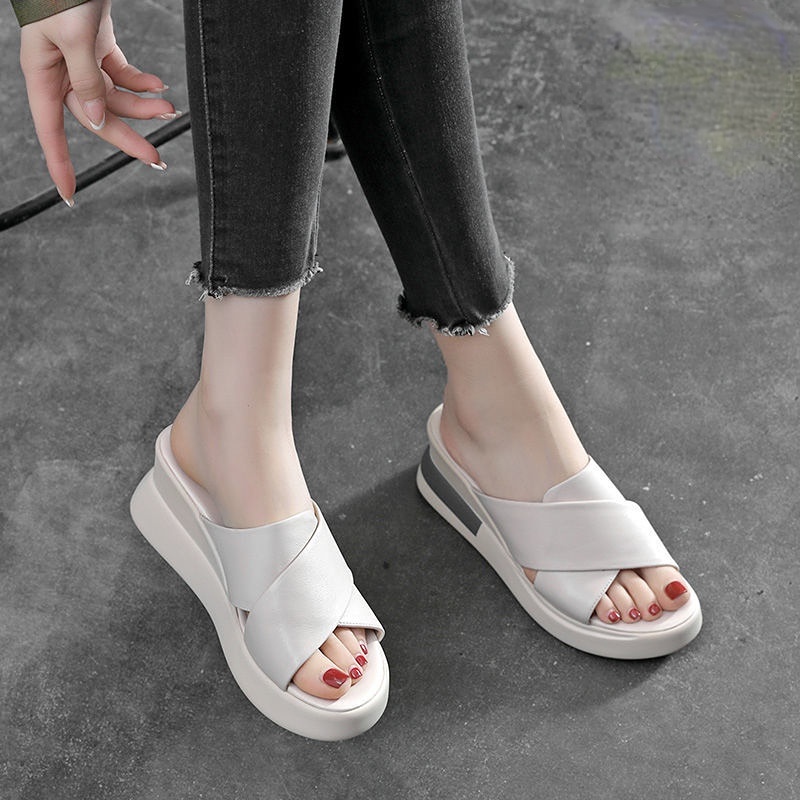 Dép Da Cao Gót Đế Xuồng Mềm Thời Trang Mùa Hè 2022 Cho Nữ