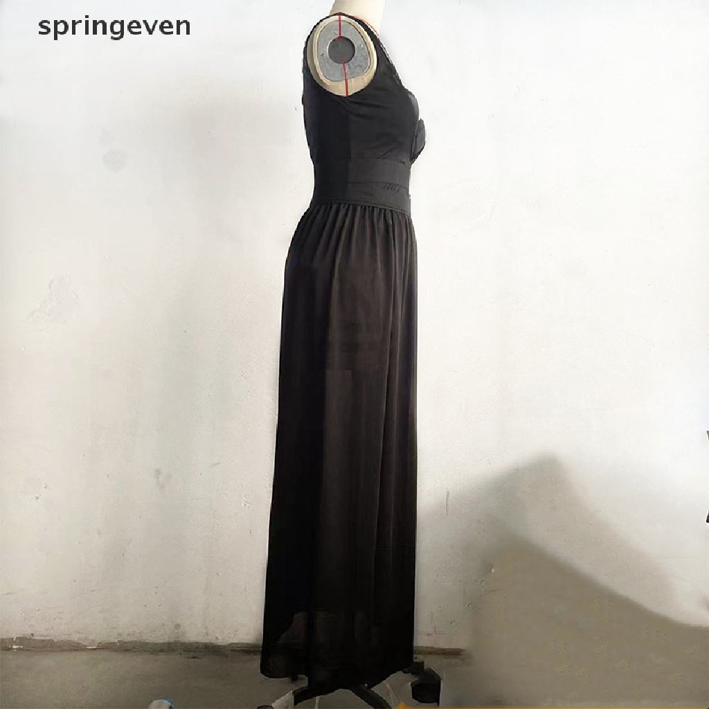 Bộ 3 Món Áo Croptop Sát Nách + Quần Lót Lưới Xẻ Tà Màu Đen Phong Cách Gothic Cổ Điển Thời Trang Mùa Hè Quyến Rũ Cho Nữ