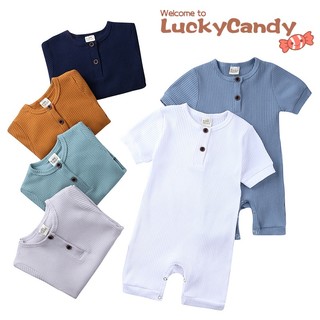 Áo Liền Quần Luckycandy Tay Ngắn Màu Trơn Cho Bé 2020