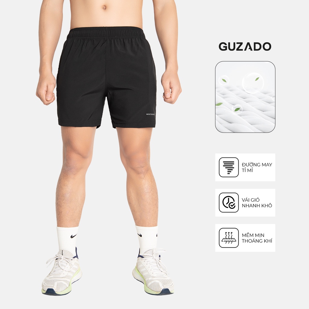Quần short thể thao nam GUZADO dòng runing chạy bộ co giãn thoải mái,thấm hút tốt GSR2311