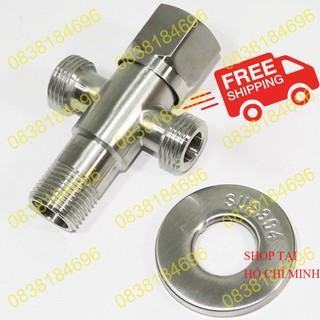 Van T cầu khóa nước bồn cầu  INOX SUS 304,Chia Nước,nối dây cấp và dây xịt toilet,van 3 ngã