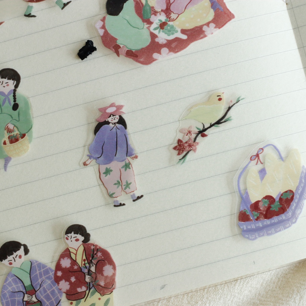 Stickers dạng PET Tape Spring Fairies 🌸 chiết chu kì 100 cm | teayou shop 🌱