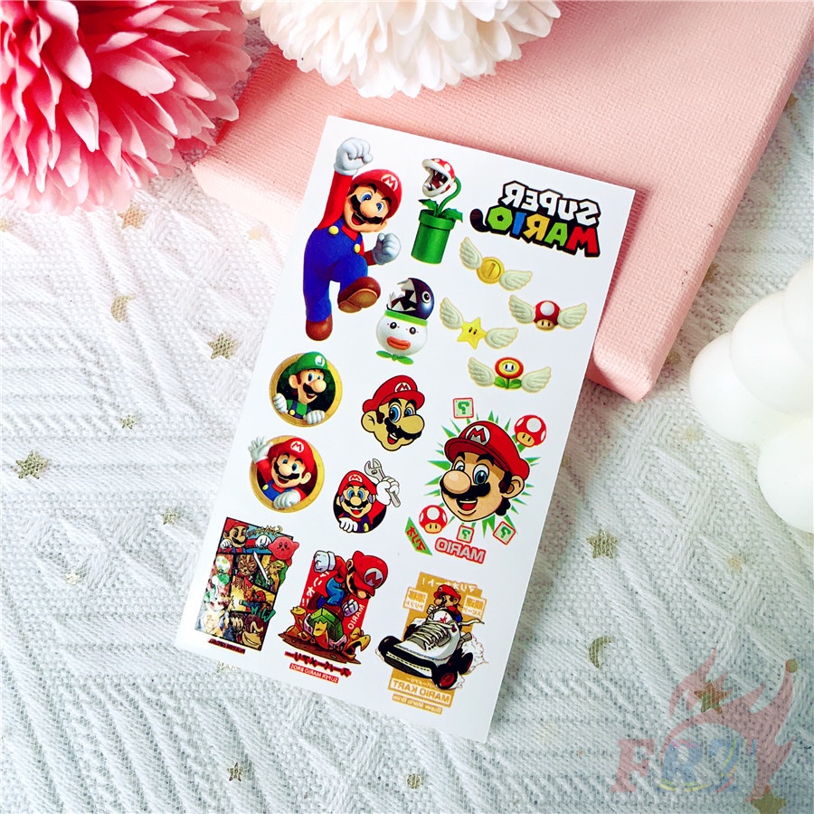 ❣️1 Tấm Hình Xăm Dán Tạm Thời Hình Super Mario❣️ Hình Xăm Dán Chống Thấm Nước Quyến Rũ