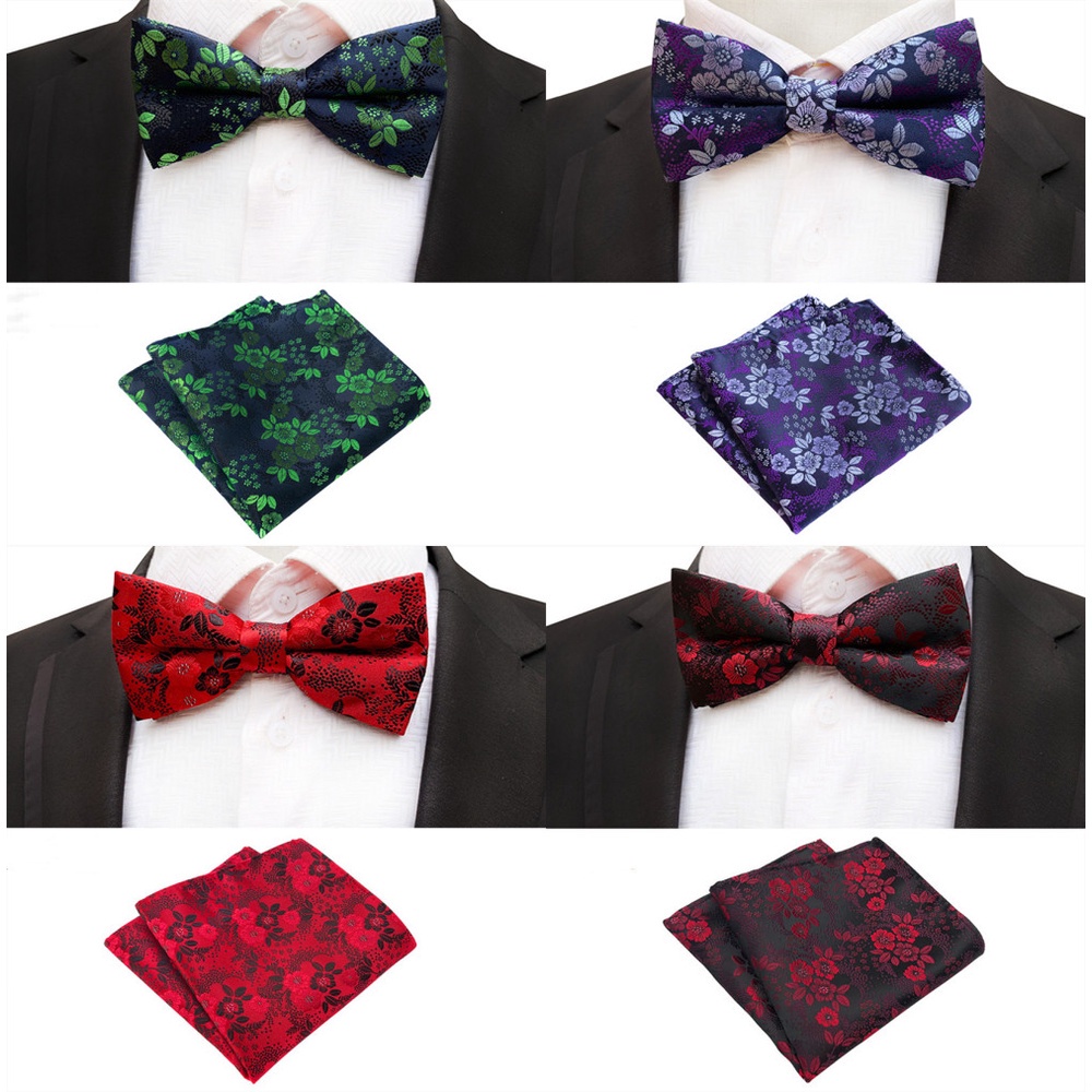 Set khăn tay và nơ thắt đeo cổ EFAN điều chỉnh được họa tiết hoa nhiều màu sắc tùy chọn cho nam trong tiệc cưới mới