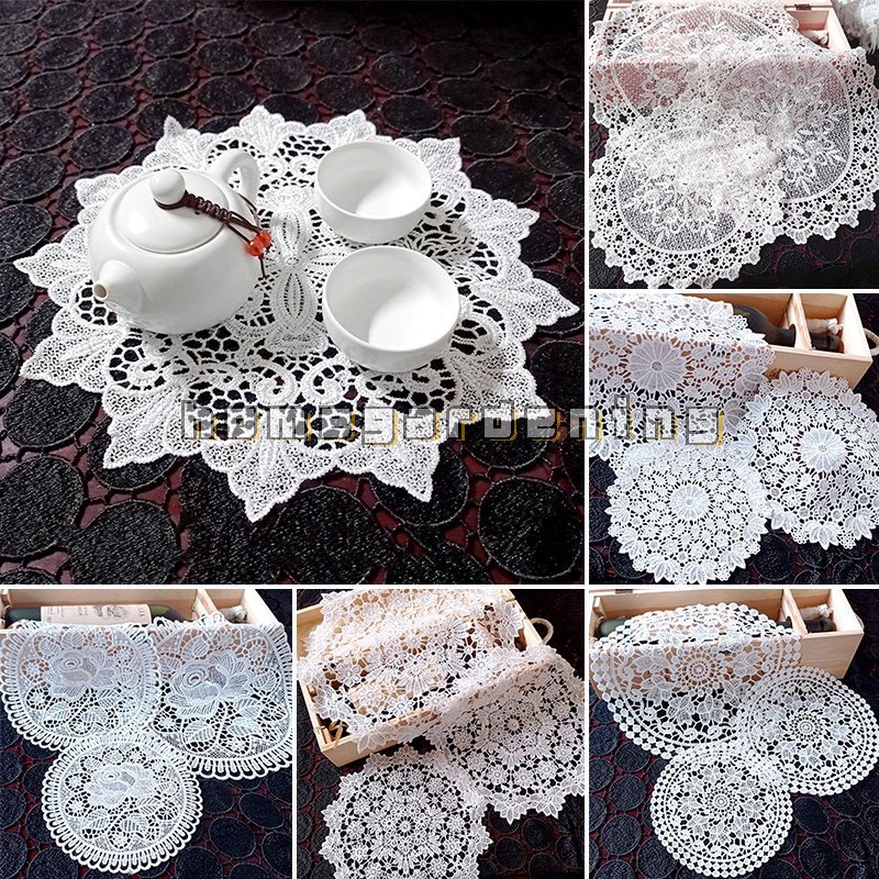 Tấm Lót Bàn Ăn Hình Tròn Thêu Hoa Hồng Trang Trí Năm Mới