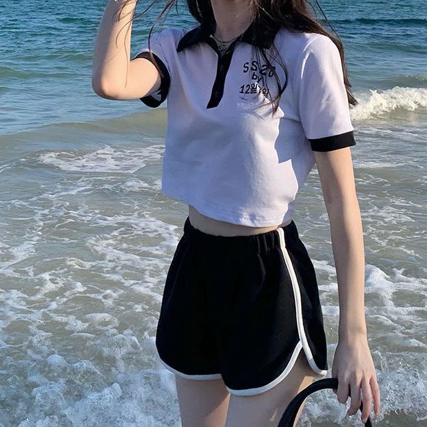 Jiashucheng Set Áo Thun polo Ngắn Tay Và Quần Short Thời Trang Năng Động Cho Nữ