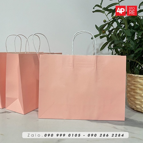 01 TÚI GIẤY KRAFT HỒNG 32 X 24 X 11 CM  - HỎA TỐC