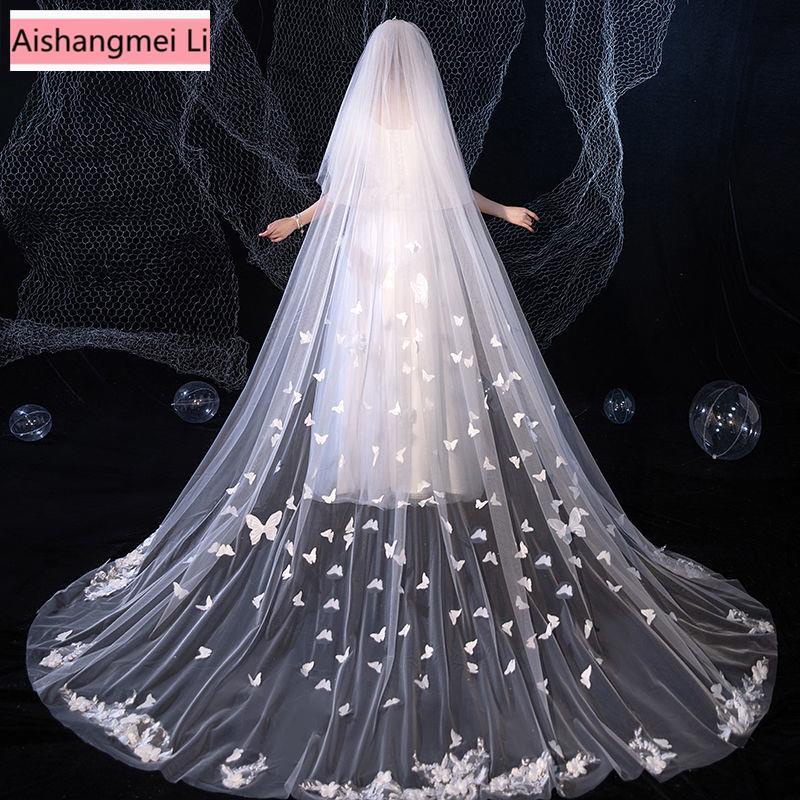 Mạng Che Mặt Cô Dâu Hình Bướm Dài Vải Gạc Mềm Mại Màu Trắng Phong Cách Hàn Quốc Mới Dùng Trong Tiệc Cưới