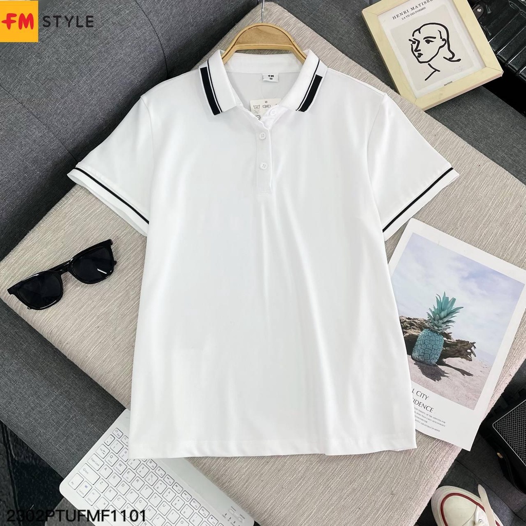 Áo thun polo FM STYLE nữ tay ngắn vải mắt chim cổ bẻ phông thoáng mát mềm mịn giữ form bền màu 23020205