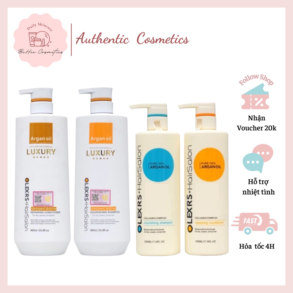 Bộ Xả Gội Phục Hồi Tóc Tại Nhà Chuẩn Salon Olexrs HairSalon Argan Oil
