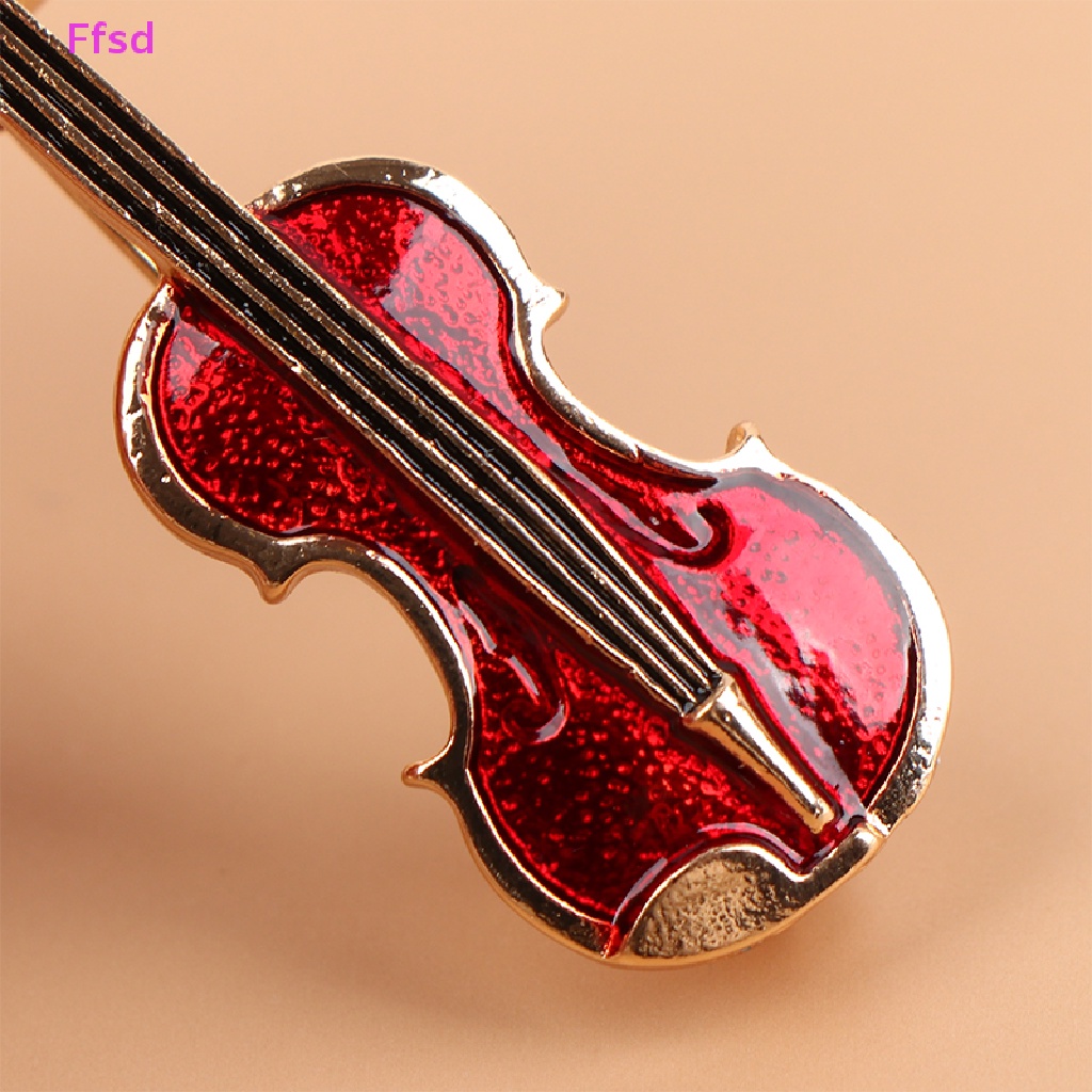 1 Ghim Cài Áo Hình Đàn Violin Màu Đỏ Thời Trang