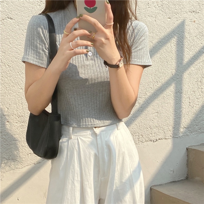 Áo thun SUXI tay ngắn dáng ôm thời trang mùa hè xinh xắn cho nữ