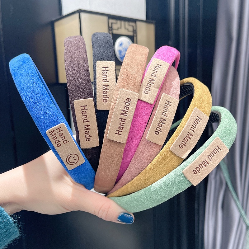 Băng Đô Cài Tóc Klein Da Lộn Viền Xốp Mỏng Màu Xanh Dương Thời Trang Rửa Mặt Cho Nữ