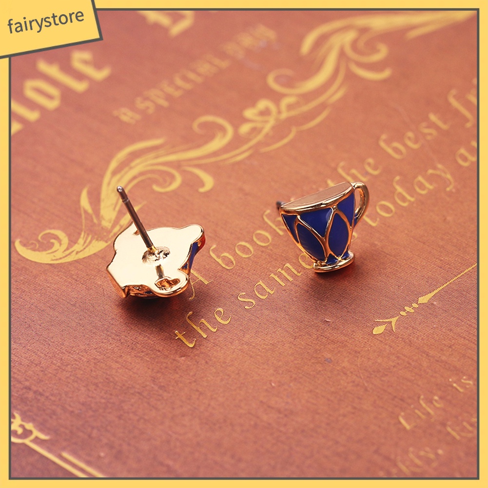 Khuyên Tai Hình Ấm Trà Tráng Men Không Đối Xứng Vintage Fairy1 [Fairy1]