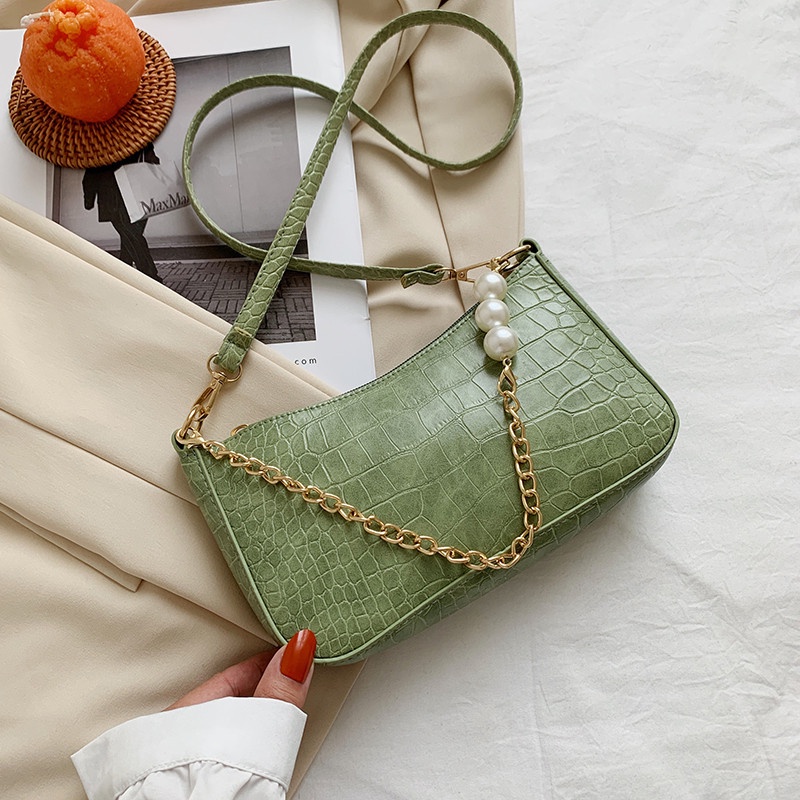 Túi Xách JASMIN NOIR Đeo Vai Họa Tiết Da Cá Sấu Thời Trang Cho Nữ