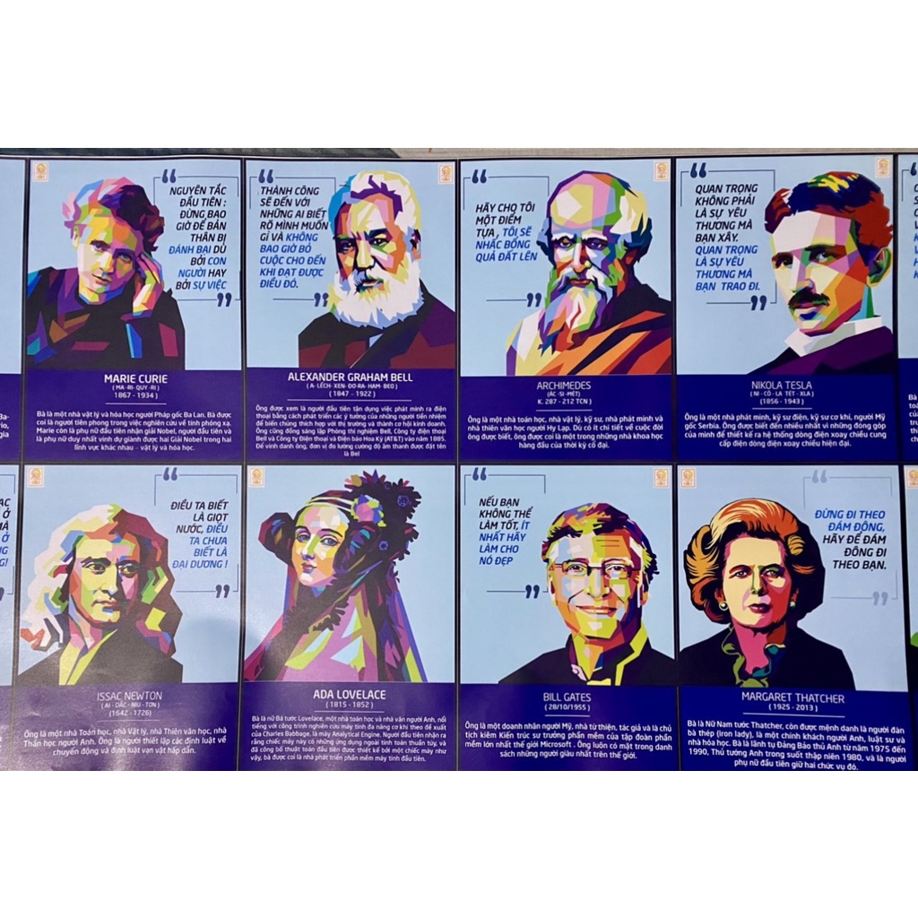 Tranh decal dán tường vĩ nhân 24 TẤM A4 có Bác Hồ