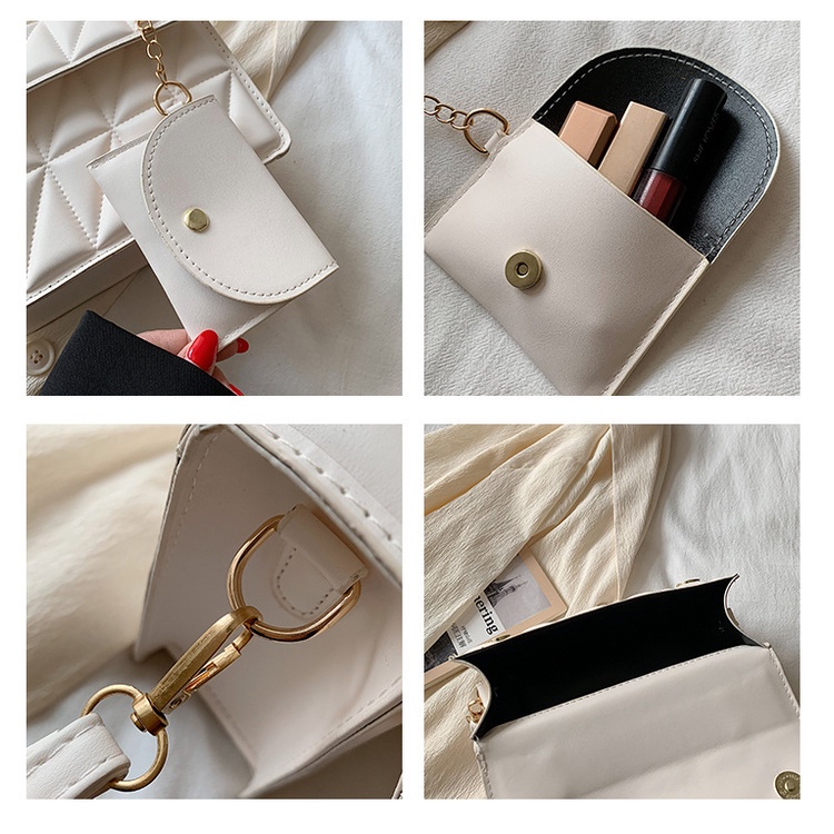 Mischa Túi Đeo Chéo Da PU Hình Thoi Màu Trơn Phong Cách retro