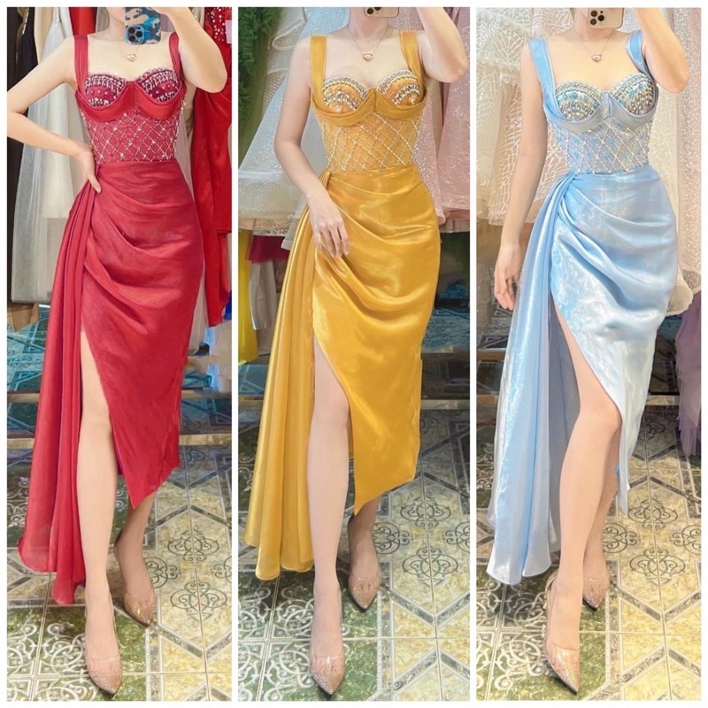 Đầm body dự tiệc TRIPBLE T DRESS cúp bra kết cườm - Size S/M/L - MS286Y