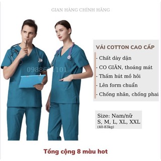 Bộ Scrubs cổ tim phòng mổ, đồng phục Spa, phòng khám, Bác Sĩ, quần áo phòng mổ, đồng phục phẫu thuật VẢI CAO CẤP