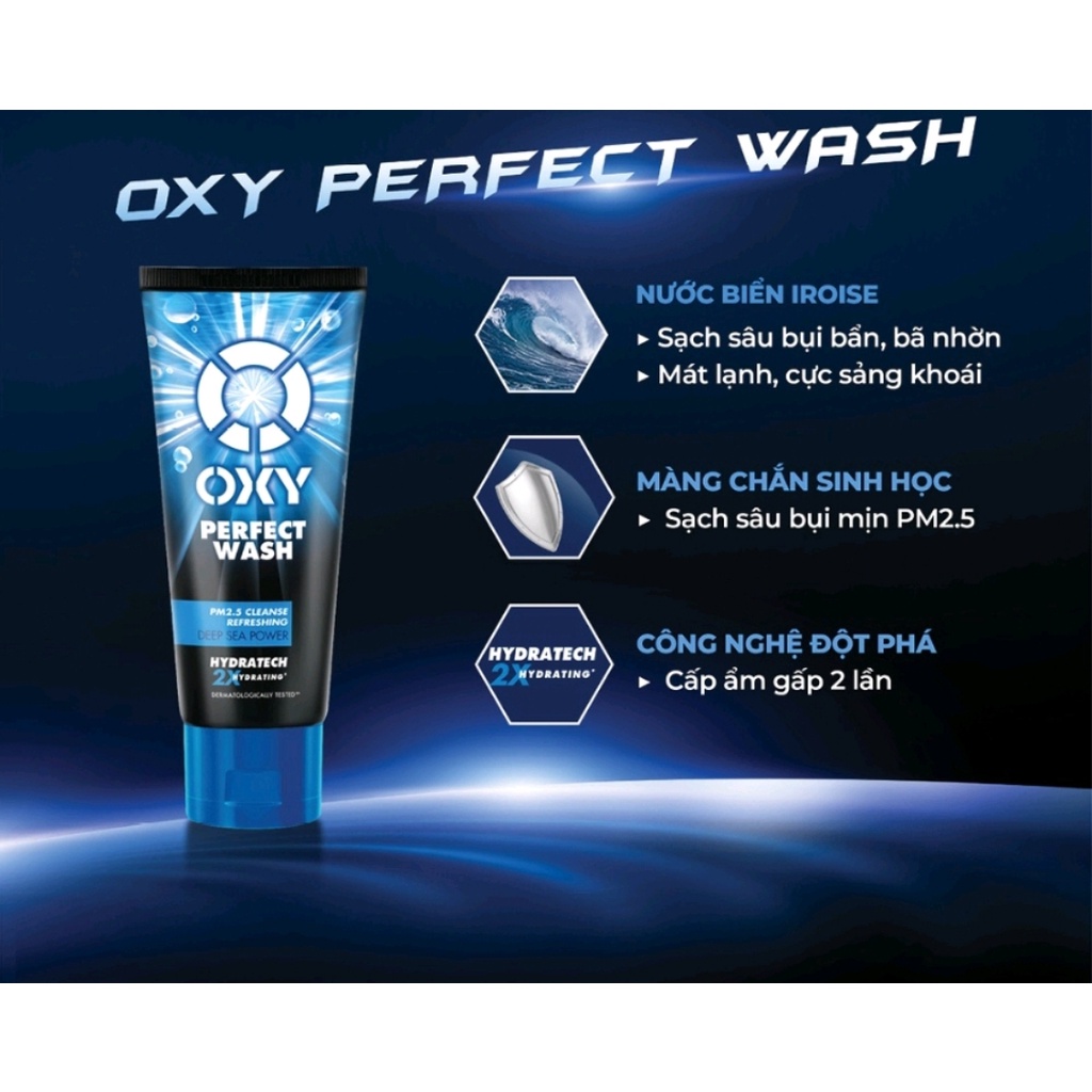 Sữa Rửa Mặt Nam OXY White Complete | Total Anti Acne | Deep Wash | Perfect Cool Wash 100g - SRM Oxy da mụn