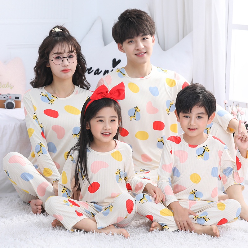 YAOEENH Bộ Đồ Ngủ Tay Dài Vải Lụa Lạnh Mỏng In Họa Tiết Dễ Thương Kiểu Hàn Quốc Thời Trang Cho Bé 100-180cm