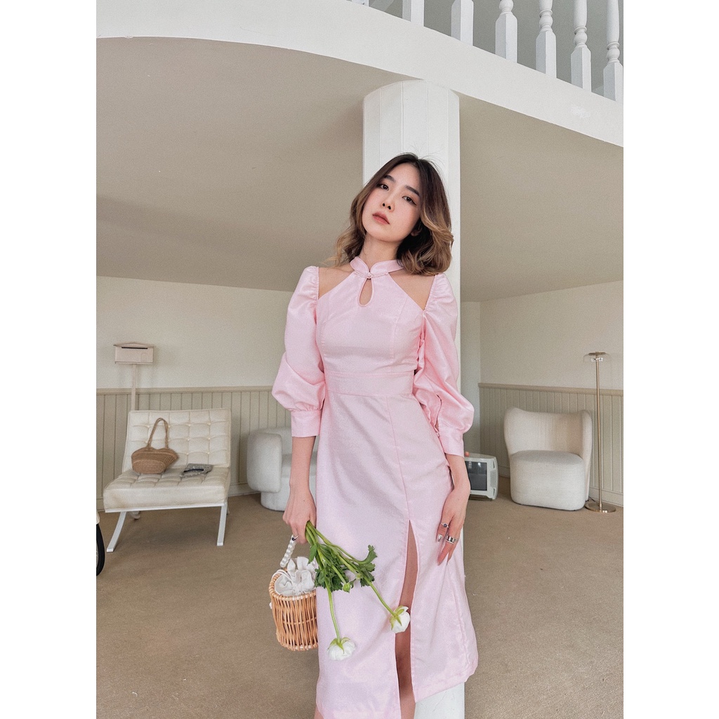 Đầm hồng pastel xẻ tà Rana Dress Gem Clothing SP060787