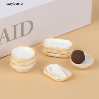Set 4 chén đĩa đựng bánh tráng miệng trang trí nhà búp bê 1: 12