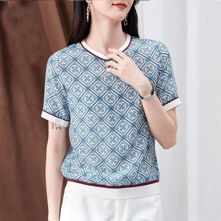 Áo Sơ Mi Chiffon Tay Ngắn Dáng Rộng In Họa Tiết Thời Trang Mùa Hè 2023 Cho Nữ