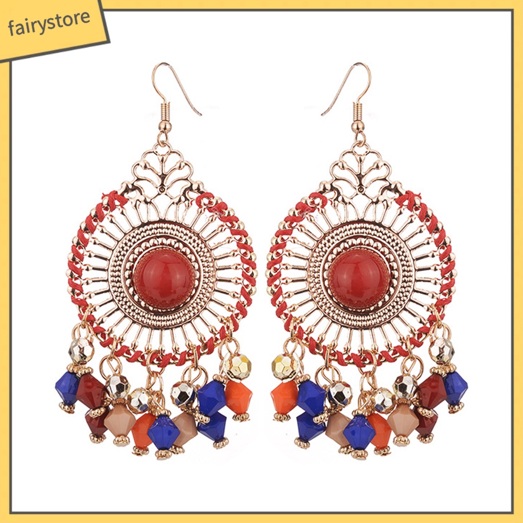 1 Đôi Bông Tai Tua Rua Nhiều Màu Phong Cách Bohemia