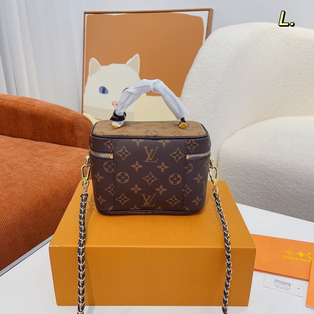 MWJG LV LOUIS VUITTON LV LOUIS VUITTON VANITY Small Handbag MONOGRAM Leather Women's Fashion Style Cosmetic Bag2022