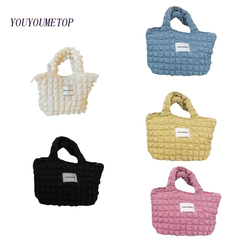 Youyo Túi Tote Nhỏ Xếp Ly Đeo Vai Bằng Vải Canvas Bong Bóng Làm Quà Tặng Kỷ Niệm Ngày Lễ Tình Nhân