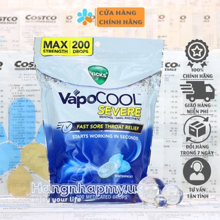 Kẹo Vicks VapoCool Servere WingerFrost Max Strength 200 viên của Mỹ
