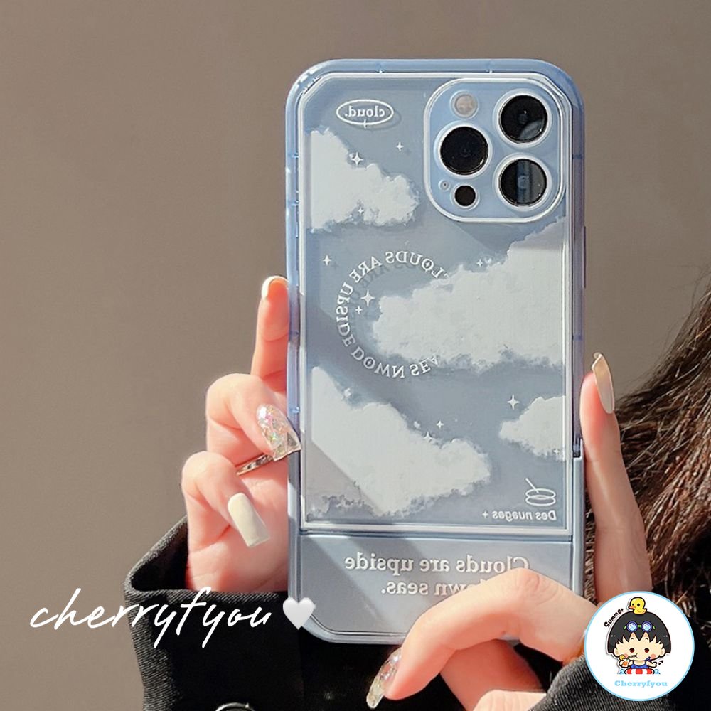 Ốp Điện Thoại TPU Dẻo Họa Tiết Bầu Trời Đầy Sao / Đám Mây Kèm Giá Đỡ Tàng Hình Cho IPhone 14 13 12 11 Pro Max