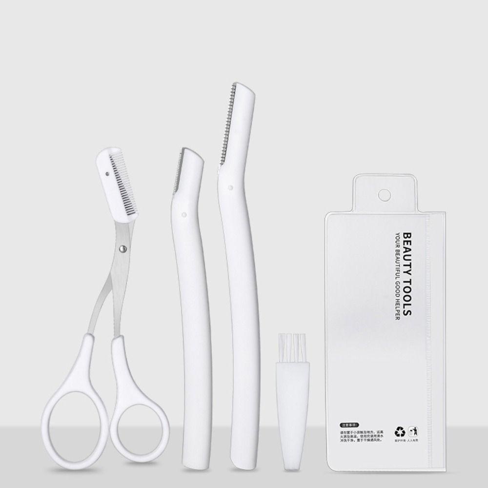 Bộ Dụng Cụ Tỉa Lông Mày Màu Trắng / Trong Suốt Bằng Thép Không Gỉ Tiện Dụng Cho Nữ