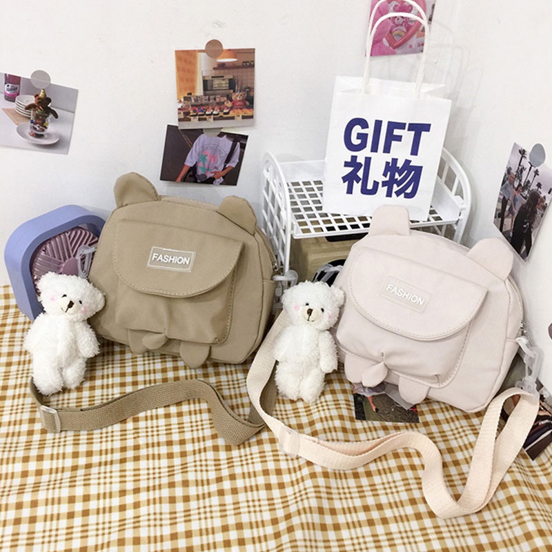 CATIMINI Túi Xách Đeo Vai Vải Bạt Hình Gấu Thời Trang Nhật Bản Đáng Yêu Dành Cho Nữ