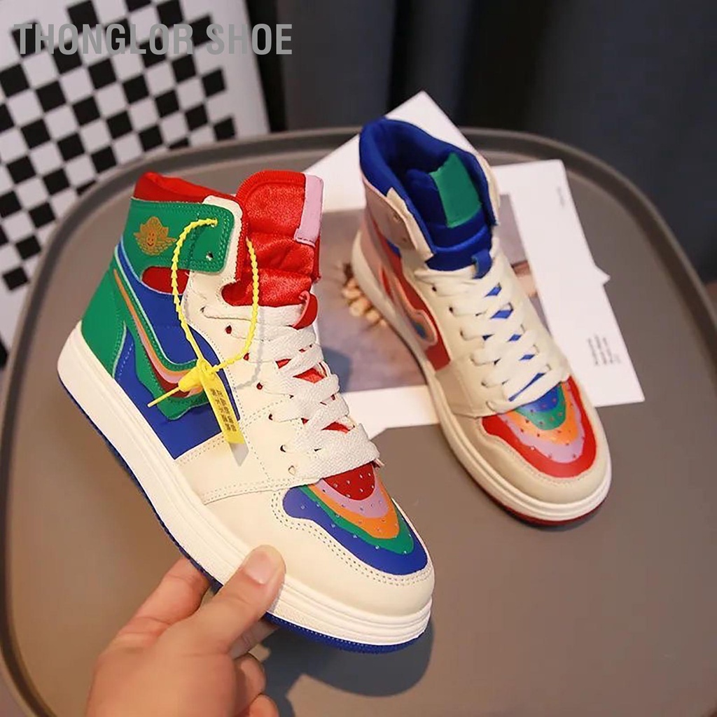 Thonglor Shoe Nữ Giày Retro Đa Năng Hợp Thời Trang Đế Cao Su Da PU Trên Hàng Đầu Nhiều Màu Sắc Sneaker run 2 u