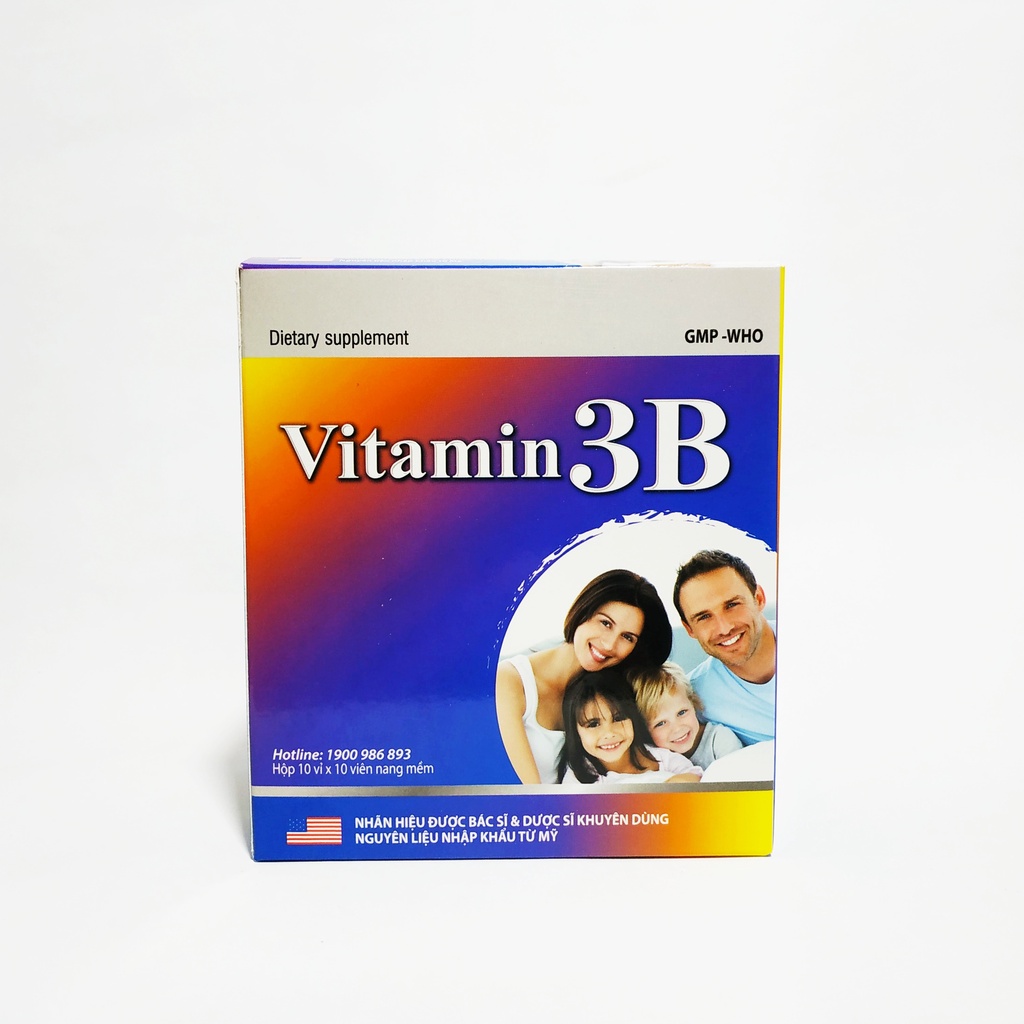 Vitamin 3B Nguyên Liệu Nhập Khẩu Mỹ - Bổ Sung Các Vitamin Nhóm B - Bồi Bổ Sức Khỏe - Giảm Đau Dây Thần Kinh - Hộp 100V