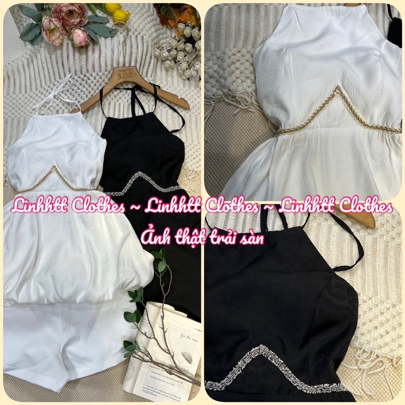 Set tơ cổ yếm bbd cột nơ lưng Ulzzang thiết kế ( sẵn mút ngực)