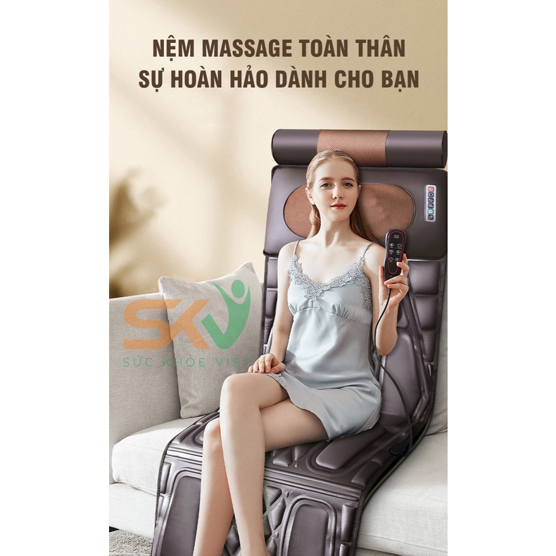 Nệm massage toàn thân SKV-JD409, chăm sóc sức khỏe, rung mát xa toàn thân, chườm nóng hồng ngoại, chất liệu da an toàn