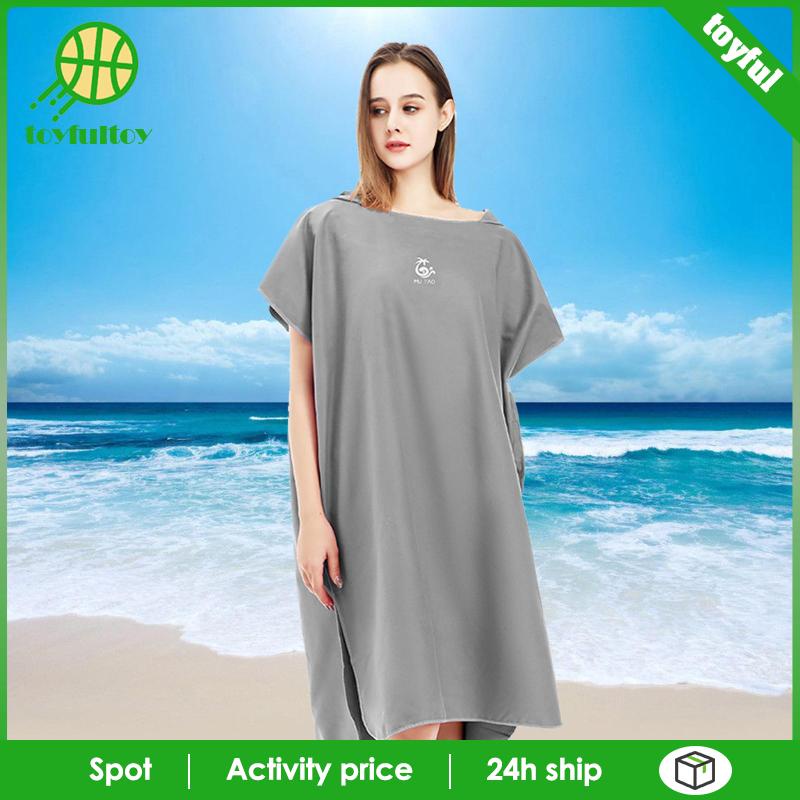 Áo Choàng Tắm Poncho Bằng Sợi Microfiber Mềm Mại Màu Xanh Navy